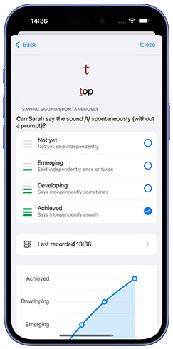 Screenshot of the LearningTracker app on an iPhone
